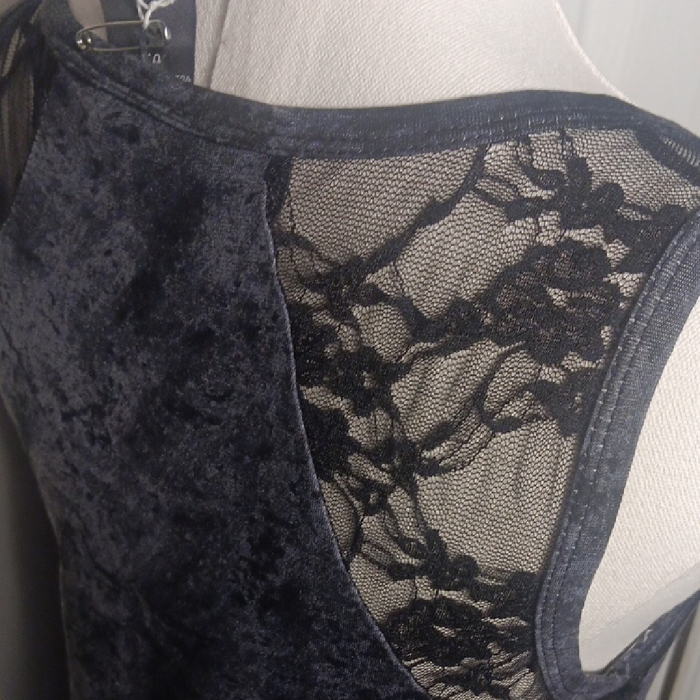 NEW! Vocal Motorcycle Charcoal Graphic Tank Top With Lace Details & Embellished - Picture 8 of 13